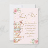 Pink Teacups Blumentee Party Babydusche Dankeskarte (Vorderseite)