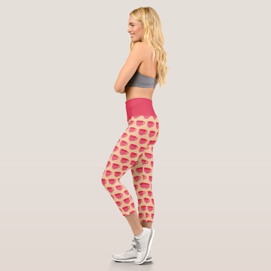 Pink Teacups Capri Leggings (Links)
