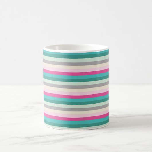 Pink Teal and Grey Striped Kaffeetasse (Mittel)