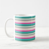 Pink Teal and Grey Striped Kaffeetasse (Links)