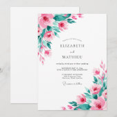 Pink Teal Atmospheric Spring Wedding Einladung (Vorne/Hinten)