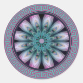 Pink & Teal Flower Mandala Runder Aufkleber (Vorderseite)