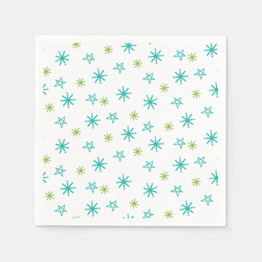 Pink Teal Green Stars Modern Christmas Serviette (Vorderseite)