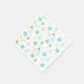 Pink Teal Green Trees Modern Christmas  Serviette (Ecke)