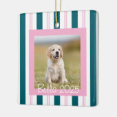 Pink Teal Pet Photo with Name Keramikornament (Links)