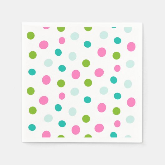 Pink Teal Polkadots Simple Modern Christmas Serviette (Vorderseite)