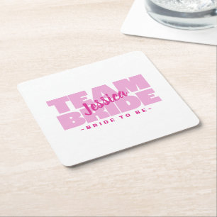 Pink Team Bridge wird Bachelorette-Dusche Hochzeit Rechteckiger Pappuntersetzer