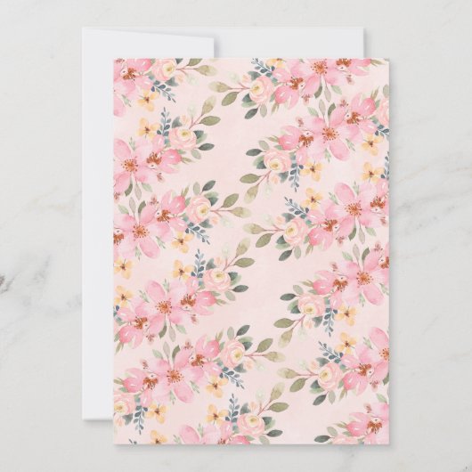 Pink Teapot Floral Baby Brewing Baby Shooter Einladung (Rückseite)