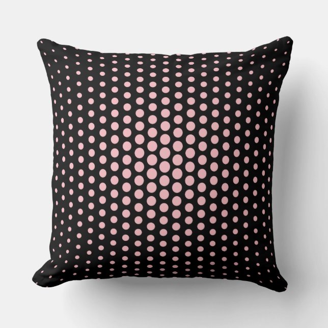 Pink Techno Dots Modern Black Kissen (Vorderseite)