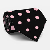 Pink Techno Dots Modern Black Krawatte (Gerollt)