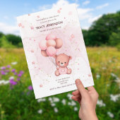 Pink Teddy Baby Dusche Einladung