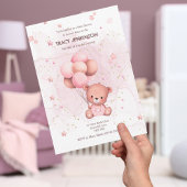 Pink Teddy Baby Dusche Einladung
