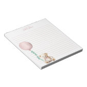 Pink Teddy Bär Ballon Personalisiert Notepad Notizblock (angewinkelt)