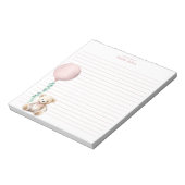 Pink Teddy Bär Ballon Personalisiert Notepad Notizblock (Rotiert)