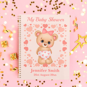 Pink-Teddy-Bär mit Niedlicher Babydusche Planer