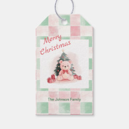 Pink Teddy Bär Niedlich Weihnachten Geschenkanhänger