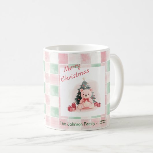 Pink Teddy Bär Niedlich Weihnachten Kaffeetasse (VorderseiteRechts)
