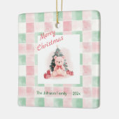 Pink Teddy Bär Niedlich Weihnachten Keramikornament (Links)