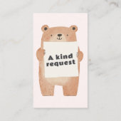 Pink Teddy Bären Bücher für Babyanfragen Begleitkarte (Rückseite)