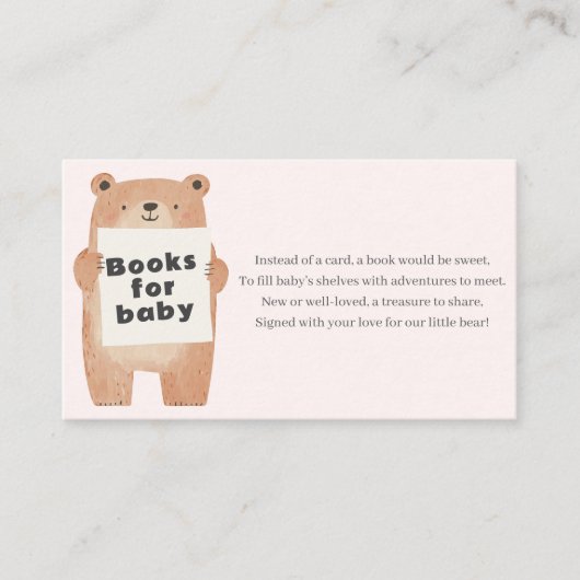 Pink Teddy Bären Bücher für Babyanfragen Begleitkarte (Vorderseite)