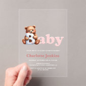 Pink Teddy Bear Baby Dusche Acryleinladungen (Insitu (Handheld))