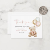 Pink Teddy Bear Baby Dusche Danke Karte (Vorderseite/Rückseite Beispiel)