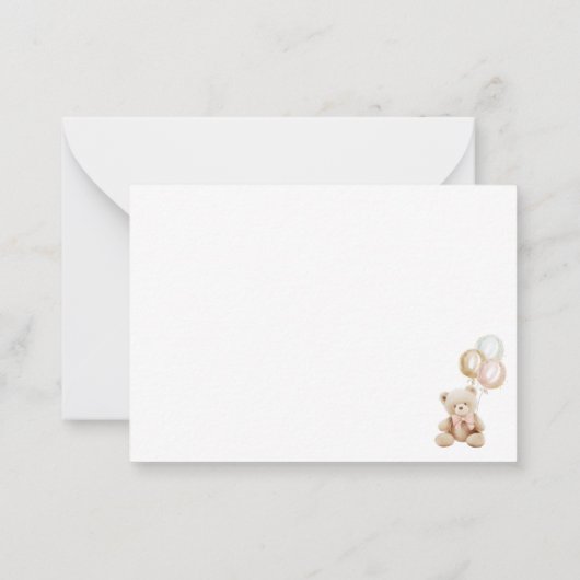 Pink Teddy Bear Baby Dusche Danke Karte (Rückseite)