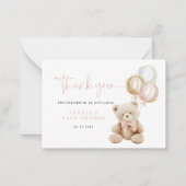 Pink Teddy Bear Baby Dusche Danke Karte (Vorderseite)