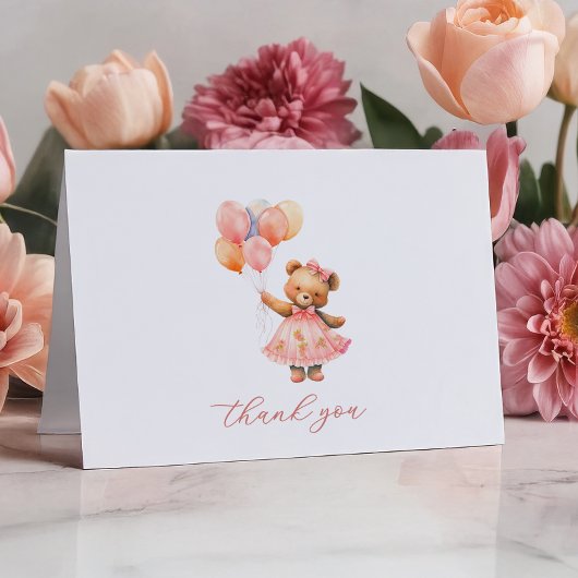 Pink Teddy Bear Baby Dusche Danke Karten