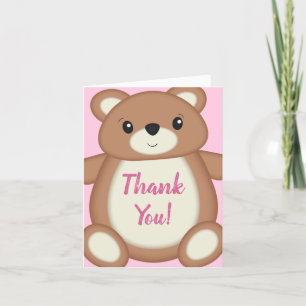 Pink Teddy Bear Baby Dusche Dankeskarte