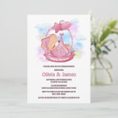 Pink Teddy Bear Baby Dusche Einladung (Stehend Vorderseite)