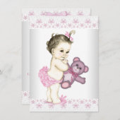 Pink Teddy Bear Baby Dusche Einladung (Vorne/Hinten)