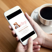 Pink Teddy Bear Baby Dusche Einladung