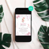 Pink Teddy Bear Baby Dusche Einladung