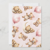 Pink Teddy Bear Baby Dusche Einladung (Rückseite)