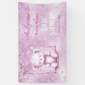 Pink Teddy Bear Baby Dusche Empfang Banner (Vertikal)