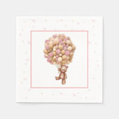 Pink Teddy Bear Baby Dusche - Heißluftballon - Serviette (Vorderseite)