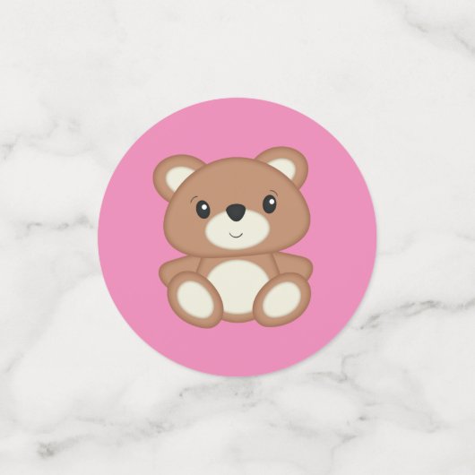 Pink Teddy Bear Baby Dusche Konfetti (Klein Vorderseite)