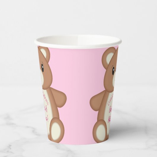 Pink Teddy Bear Baby Dusche Pappbecher (Links)