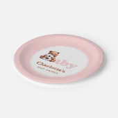 Pink Teddy Bear Baby Dusche Pappteller (Schrägansicht)
