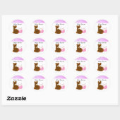 Pink Teddy Bear Baby Dusche Runder Aufkleber (Blatt)