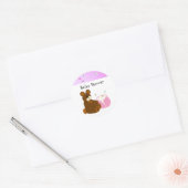 Pink Teddy Bear Baby Dusche Runder Aufkleber (Umschlag)