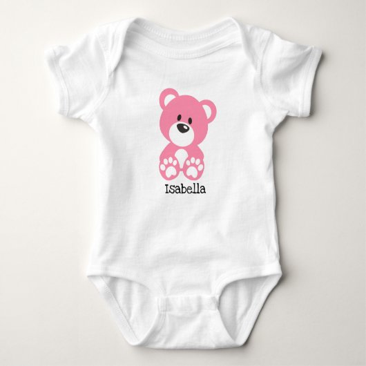 Pink Teddy Bear Baby Jersey Bodysuit Baby Strampler (Vorderseite)