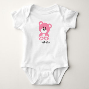 Pink Teddy Bear Baby Jersey Bodysuit Strampler