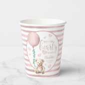 Pink Teddy Bear Baby Shooting Cups warten Pappbecher (Rückseite)