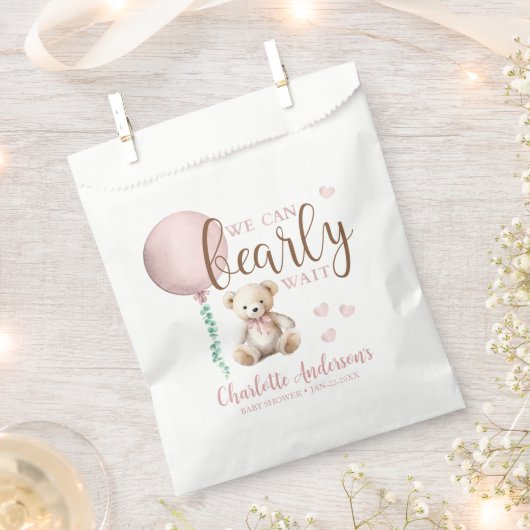 Pink Teddy Bear Baby Showbeutel Geschenktütchen (Ausgeschnitten)