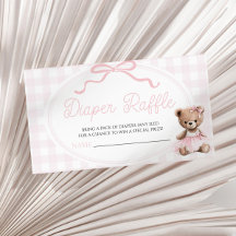 Pink Teddy Bear Baby Shower Diaper Raffle