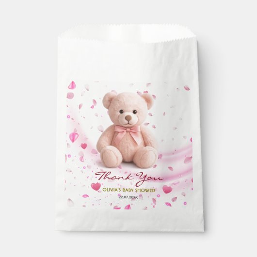 Pink Teddy Bear Baby Shower Favor Bag – Thank You. Geschenktütchen (Vorderseite)