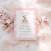 Pink Teddy Bear Baby Shower Girl Einladung