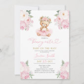 Pink Teddy Bear Baby Shower Girl Einladung (Vorderseite)